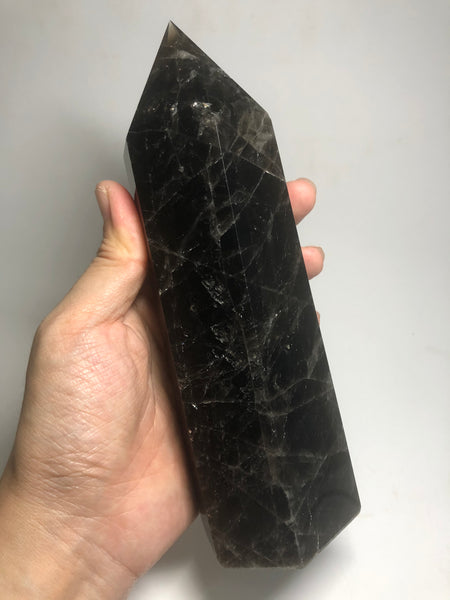 Black Smoky Quartz Crystals Point 1002g