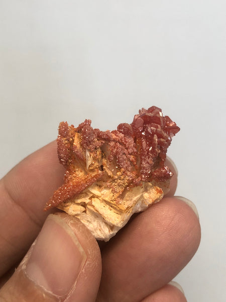 Vanadinite on Barite Raw Crystals 11g