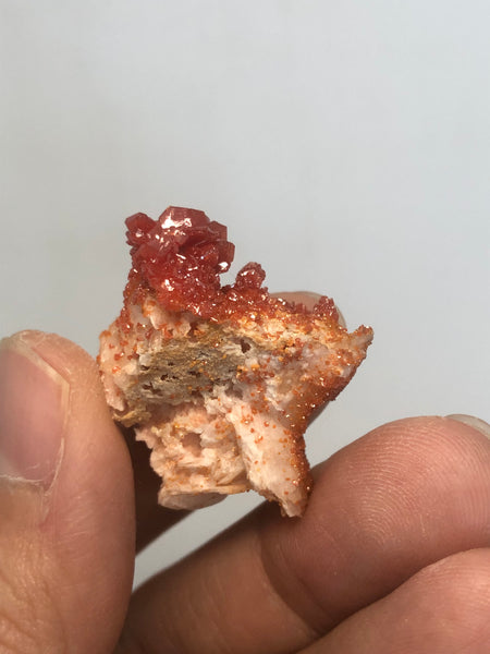 Vanadinite on Barite Raw Crystals 11g