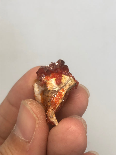 Vanadinite on Barite Raw Crystals 11g