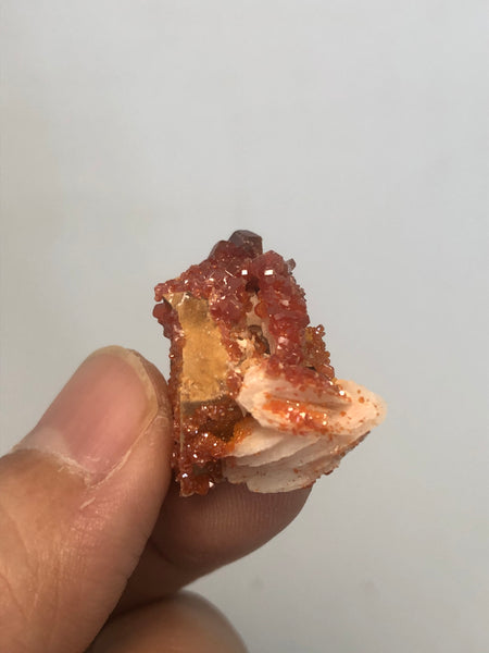 Vanadinite on Barite Raw Crystals 11g