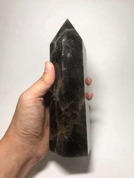 Black Smoky Quartz Crystal Point 1330g