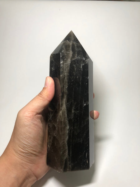 Black Smoky Quartz Crystal Point 1330g