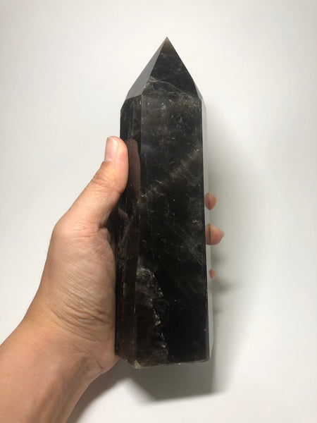 Black Smoky Quartz Crystal Point 1330g