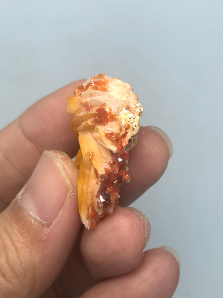 Vanadinite on Barite Raw Crystals 13g
