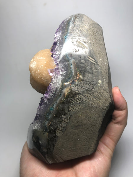 Amethyst Free Form With Calcite And Stalactite Flower Raw Crystals 1700g