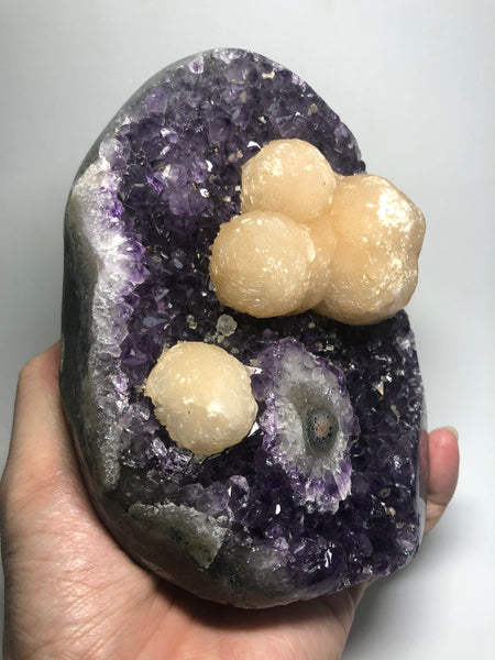 Amethyst Free Form With Calcite And Stalactite Flower Raw Crystals 1700g