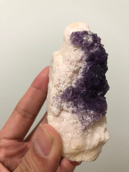 Purple Flourite On Pink Mangano Calcite With Pyrite 194g