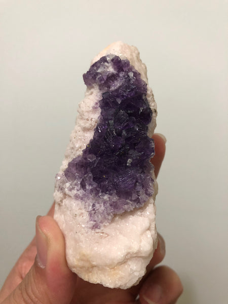 Purple Flourite On Pink Mangano Calcite With Pyrite 194g