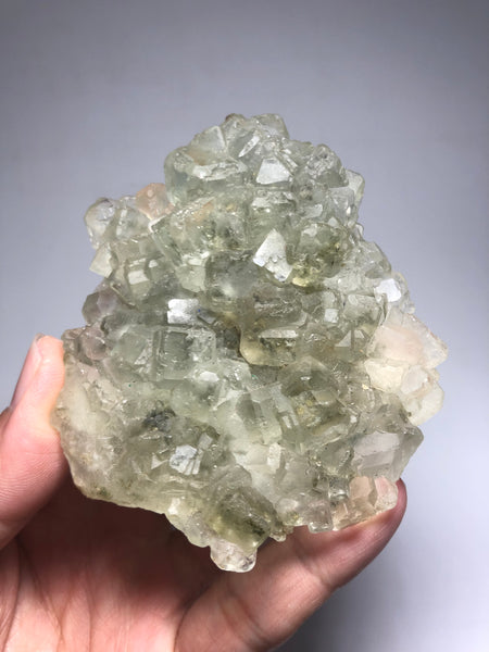 Translucent Light Green Cubic Fluorite Raw Crystals 222g