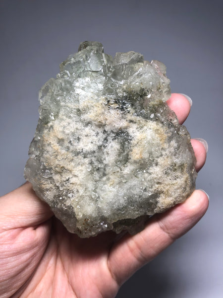 Translucent Light Green Cubic Fluorite Raw Crystals 222g