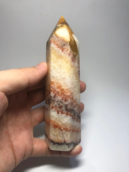Tri-Color Calcite Crystal Point 277g