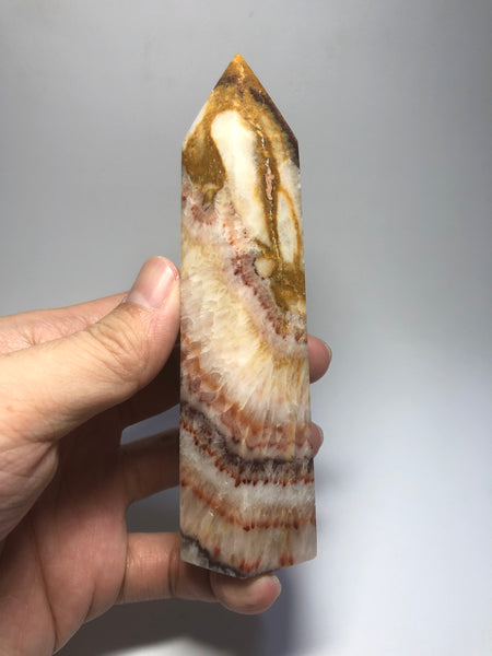 Tri-Color Calcite Crystal Point 277g