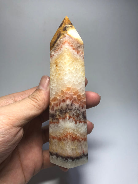 Tri-Color Calcite Crystal Point 277g