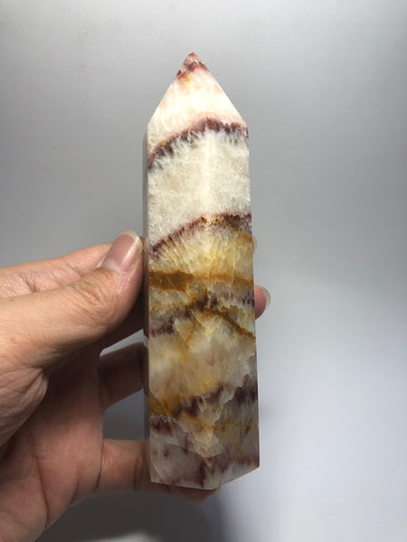 Tri-Color Calcite Crystal Point 317g