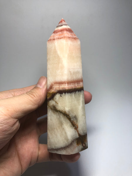 Tri-Color Calcite Crystal Point 348g
