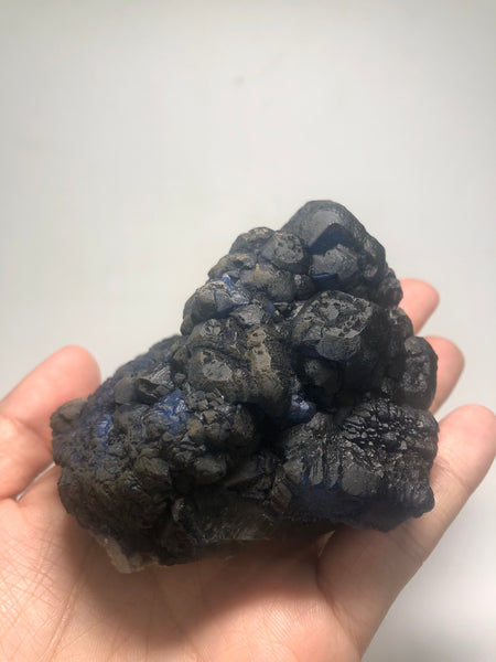 Deep Blue Cubic Fluorite on White Quartz Raw Crystals 368g