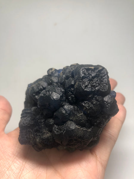 Deep Blue Cubic Fluorite on White Quartz Raw Crystals 368g