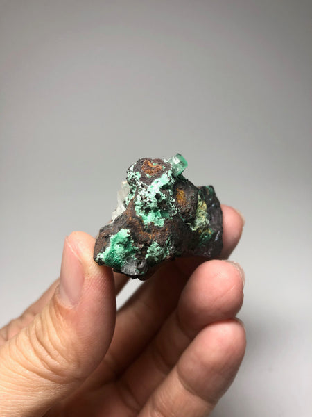 Rosasite with Calcite Raw Crystals 38g