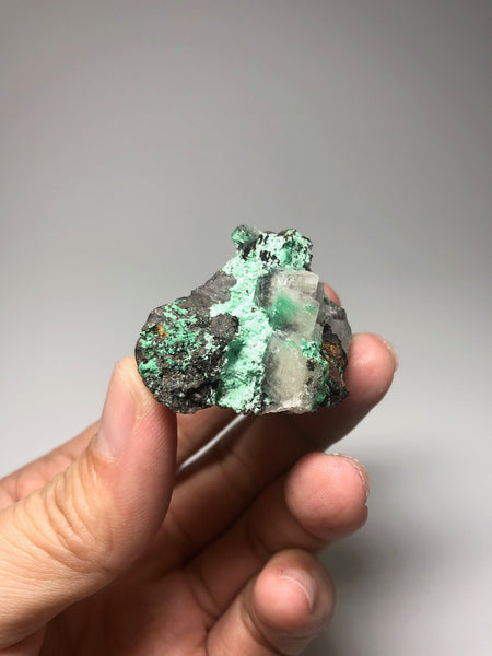 Rosasite with Calcite Raw Crystals 38g