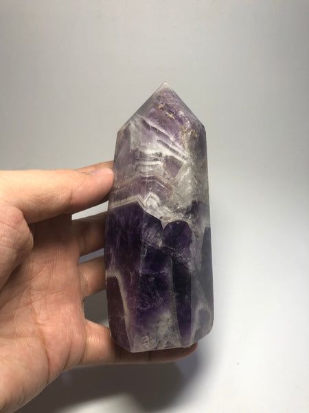 Chevron Amethyst Crystal Point 407g