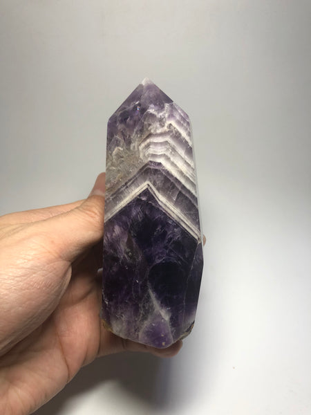 Chevron Amethyst Crystal Point 407g