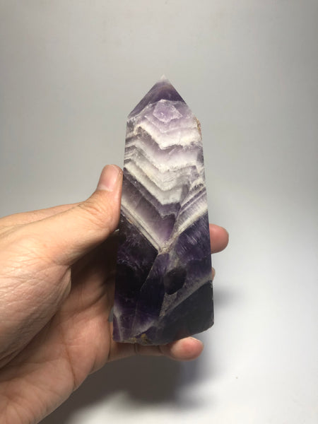 Chevron Amethyst Crystal Point 407g