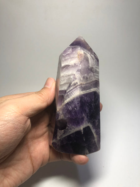 Chevron Amethyst Crystal Point 407g