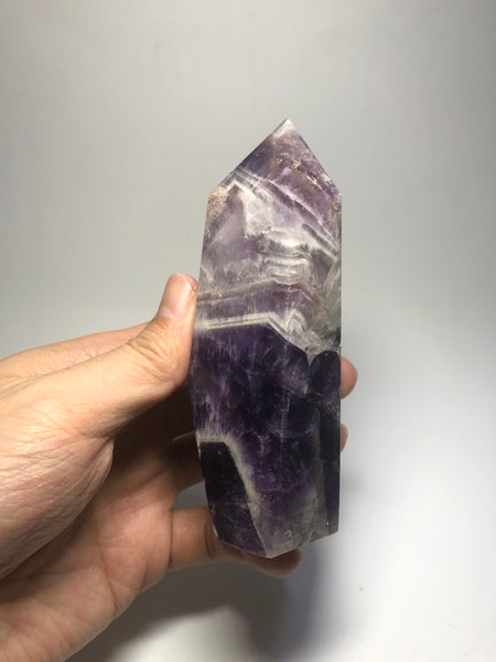 Chevron Amethyst Crystal Point 407g