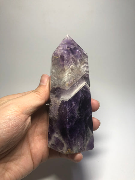 Chevron Amethyst Crystal Point 407g