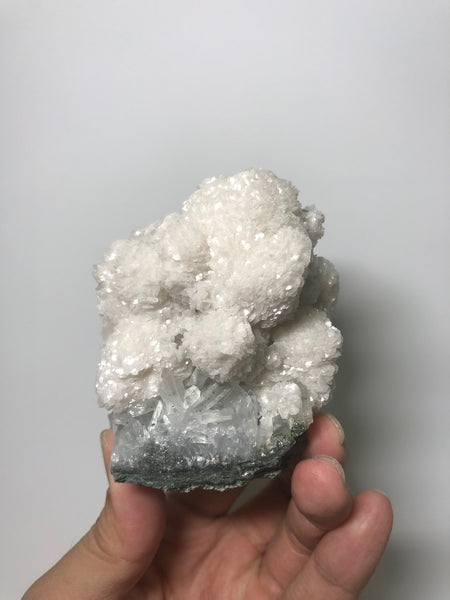 Pink Mangano Calcite on Quartz 430g