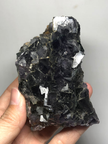 Translucent Deep Purple Cubic Fluorite with Green Zoning Raw Crystals 439g