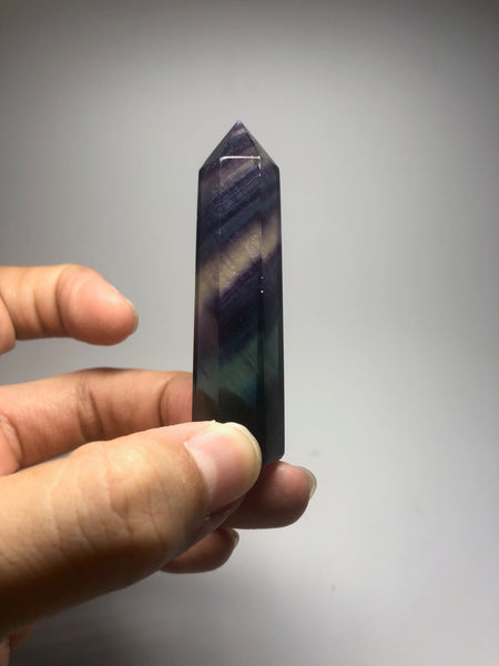 Rainbow Fluorite Crystal Point 43g