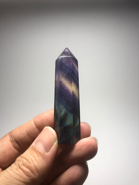 Rainbow Fluorite Crystal Point 43g