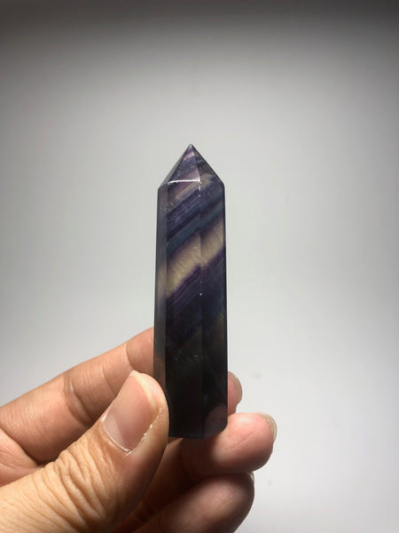 Rainbow Fluorite Crystal Point 43g
