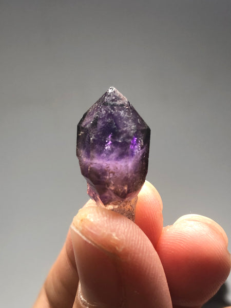 Brandberg Amethyst Scepter with Red Hematite Raw Crystals 4g