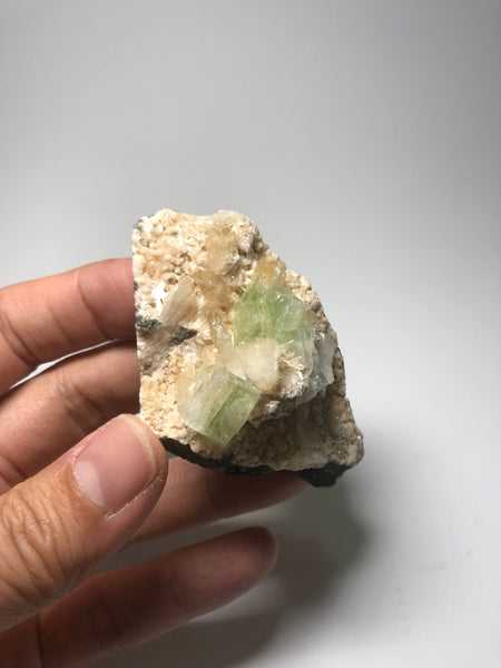 Green Apophyllite and Zeolite Raw Crystals 68g