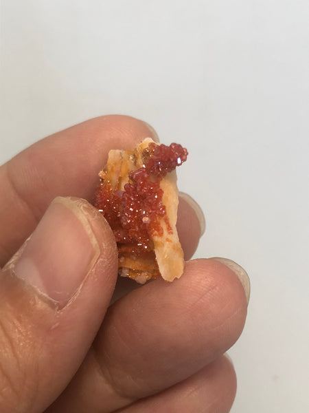 Vanadinite on Barite Raw Crystals 7g