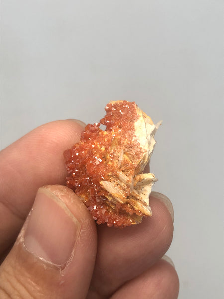 Vanadinite on Barite Raw Crystals 7g