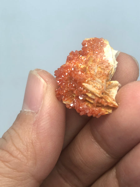 Vanadinite on Barite Raw Crystals 7g