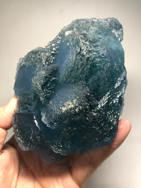 Green Blue Etched Cubic Fluorite Raw Crystals 869g