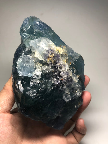 Green Blue Etched Cubic Fluorite Raw Crystals 869g