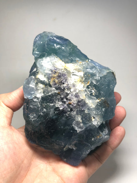 Green Blue Etched Cubic Fluorite Raw Crystals 869g