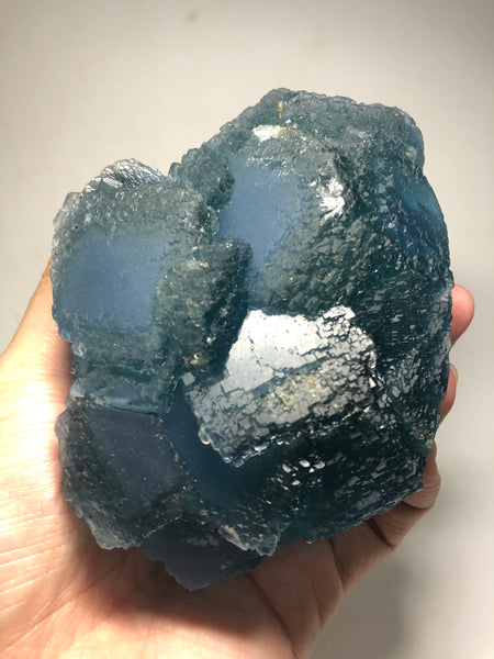 Green Blue Etched Cubic Fluorite Raw Crystals 869g