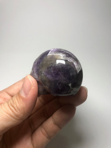 Chevron Amethyst Crystal Skull 86g