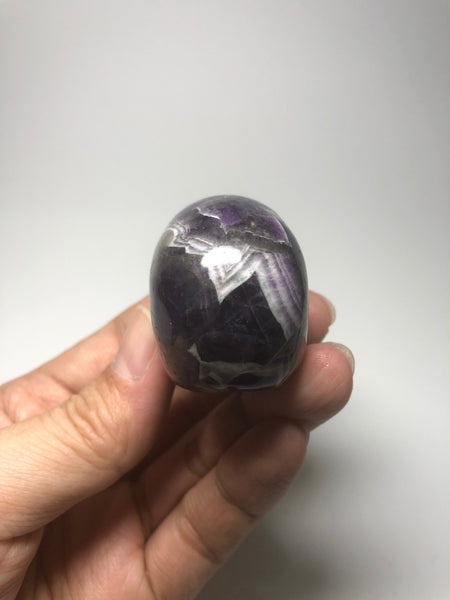 Chevron Amethyst Crystal Skull 86g