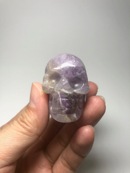Chevron Amethyst Crystal Skull 87g