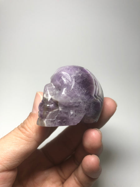 Chevron Amethyst Crystal Skull 87g