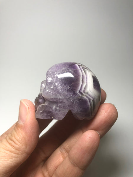 Chevron Amethyst Crystal Skull 87g
