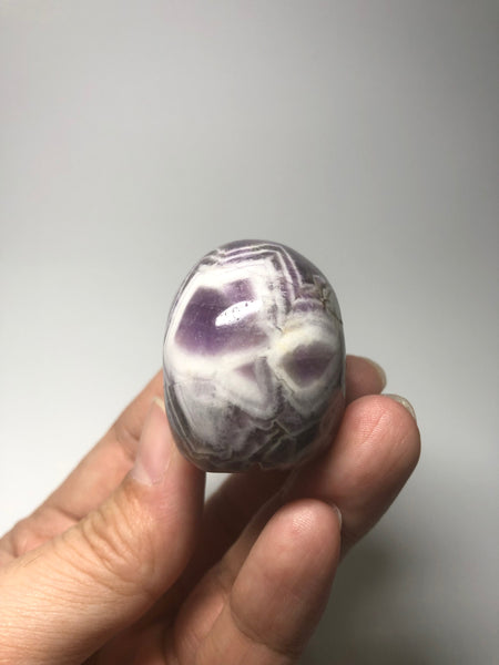 Chevron Amethyst Crystal Skull 87g